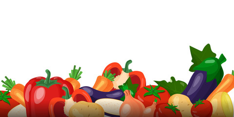 Fresh vegetables collection on white background vector illustration