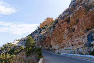 Road in the mountains on a sunny day in Spain.