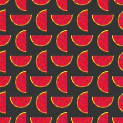 Watercolor watermelon seamless pattern. Hand painted abstract geometric background for surface design, textile, wrapping paper, wallpaper, phone case print, fabric.