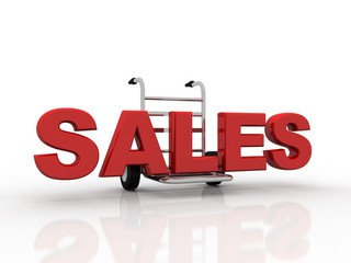 
3d illustration Sales text on cart
