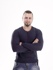 Obraz premium in full growth.portrait of a modern sports man