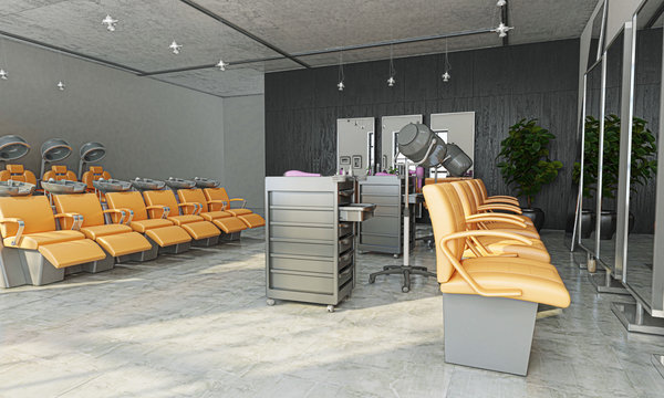 Salone per parrucchieri, Hair Saloon, Illustrazione 3d