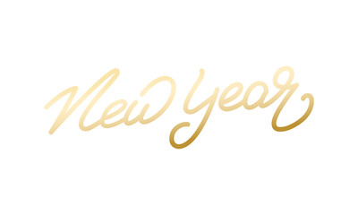 Obraz na płótnie Canvas New Year. Holiday illustration of gold lettering. New Year label.