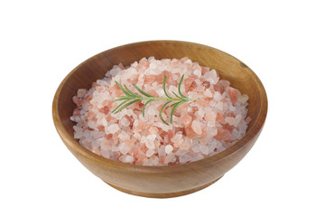 Fototapeta na wymiar himalayan salt in wooden dish