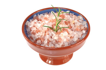 Fototapeta na wymiar himalayan salt in porcelain dish