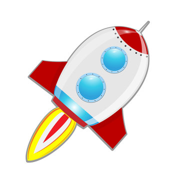 Cartoon rocket space ship take.  Vector 