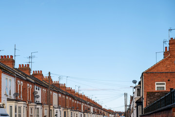 day view row of typical english houses in northampton