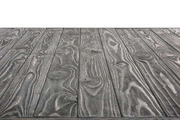 surface of grey wooden planks on white background