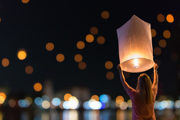 Floating lanterns Festival - obrazy, fototapety, plakaty