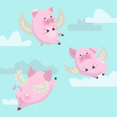 funny flying pink pigs