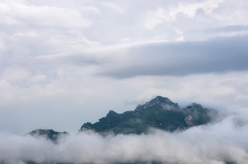 Mountain landscape with fog.
