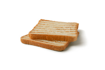 Slices of toast bread grilled with a golden crust