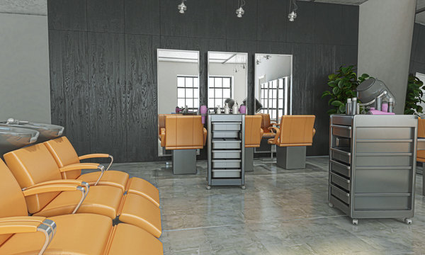 Salone per parrucchieri, Hair Saloon, Illustrazione 3d