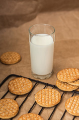 Delicious cookies and a glass of milk