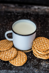Delicious cookies and a cup of milk