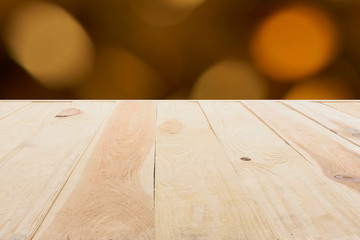 template of beige wooden floor made of planks on blurred orange background