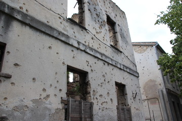 Exterior of destroyed building