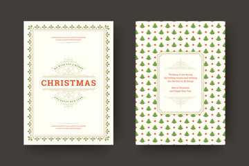 Christmas greeting card design template vector illustration.