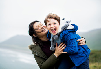 Happy mother and son enjoying together