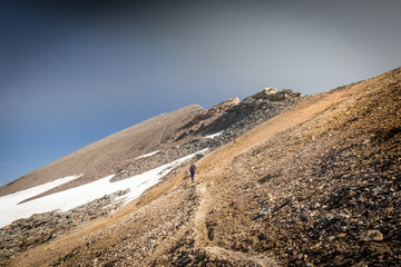 Hiking on a mountain