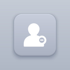 Delete profile, gray vector button with white icon