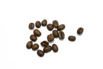Coffee beans isolated on white background.