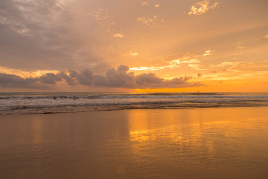 Golden sunset on the beach © antonburkhan