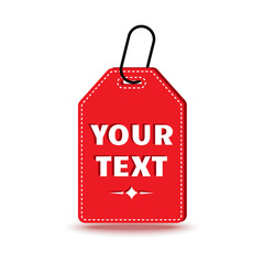 Price tag icon. Red sign isolated on white background. Vector illustration