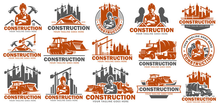 Construction logo template set, logo pack, logo bundles, vector pack of Construction logo