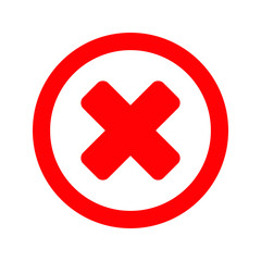 Delete icon, close symbol vector,  no sign, cancel symbol, wrong and reject illustration