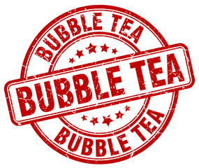 bubble tea red grunge round vintage rubber stamp