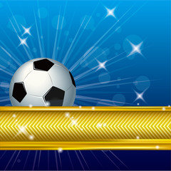 Vector drawn football, abstract background design. The background is blue.