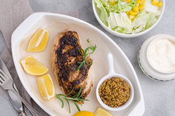 Fried chicken breast with spices
