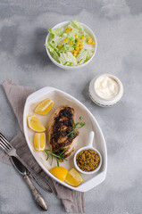 Fried chicken breast with spices