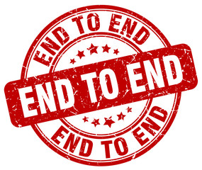 end to end red grunge stamp