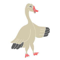 Funny goose. On a white background. Caricature. Doodle.
