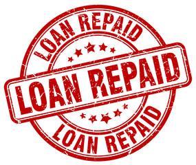 loan repaid red grunge round vintage rubber stamp