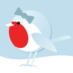 cute female robin in the snow