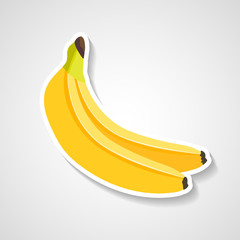 Banana sticker vector illustration. Cartoon sticker with white contour in comics style.