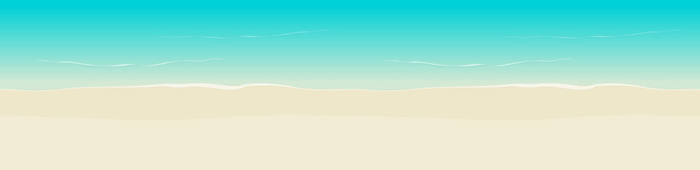 Beach background vector seamless illustration top view, flat cartoon sea coast and beach sand backdrop backdrop template © vladwel