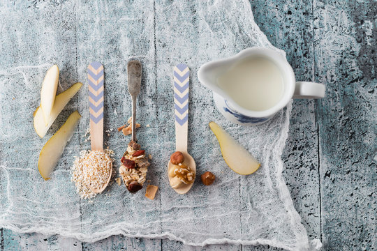 Ingredients of fruit muesli