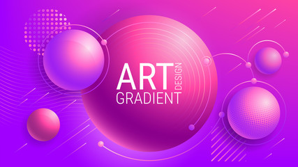 Abstract purple background. Geometric figures. Ultraviolet. Soft gradient tones. Colorful geometric pattern. Fashionable colors. Luminous translucent spheres.