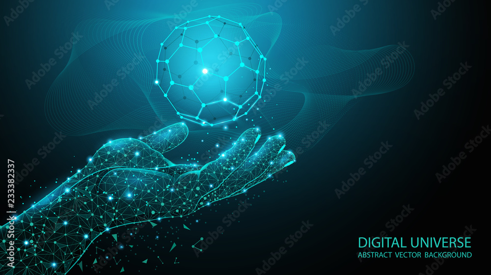 Wall mural abstract blue background. futuristic pattern. technologies of the future. geometry and mathematics. 