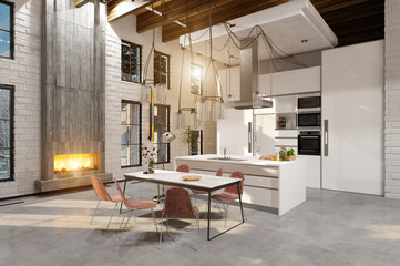 modern luxury kitchen interior. - obrazy, fototapety, plakaty