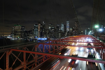 Fototapeta na wymiar New York Night Langzeit Skyline Manhattan