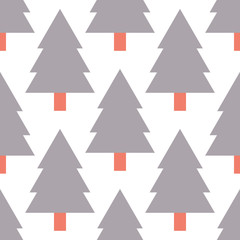 Spruce forest seamless pattern. Winter background. Vector illustration.