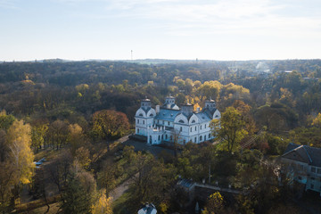 Fototapeta premium Aerial: Korsun-Shevchenkivsky State Historical and Cultural Reserve in Ukraine in autumn