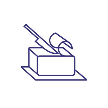 recommend clip art: Cutting butter line icon. Fat, dairy product, ingredient.  concept. Vector illustration can be used for topics like food, breakfast