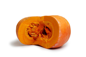 cut pumpkin on white background