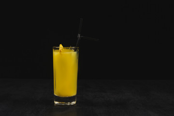 Fresh cocktail on a black background. Alcoholic and Fruit Non-alcoholic cocktails. 